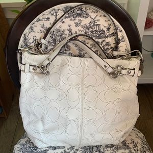 Authentic Coach White Leather Bag